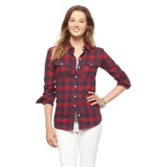 Mossimo Supply Co. Red and Navy Women’s Flannel - Picture 1 of 2